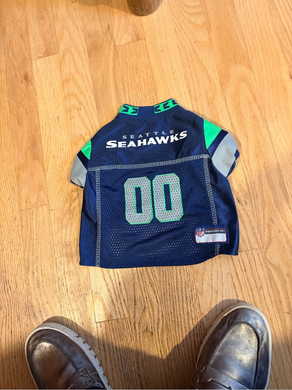 Seattle Seahawks Dog Navy & Green Football Jersey Size Small.